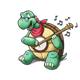 Turtle Playing a Banjo has music notes