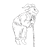 Goat Leaning on Cane Line PNG