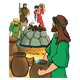 Pouring Water on Altar three men, Elijah, and jars