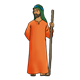 Joseph dressed in orange robe with staff