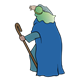 Shepherd in Blue Garment shielding face