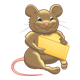 Chubby Brown Mouse holding cheese wedge