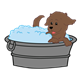 Dog Bath with dog and tub