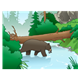 Log Bridge over River in forest with adult bear catching fish in river