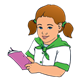 Girl with Book in green and white uniform