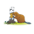 Beaver Gnawing on Tree Color PNG