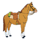 Saddled Horse with four white socks