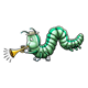 Caterpillar playing a trumpet, wearing hat