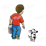 Boy with Pail and Dog