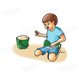 Boy Digging in Sand