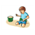 Boy Digging in Sand Color PDF