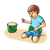 Boy Digging in Sand Color PNG