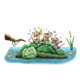 Annoyed Turtle with a Band on his back, has music notes and branch