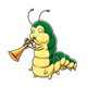 Caterpillar playing trumpet