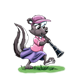 Skunk Playing a Clarinet while walking on grass