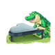 Crocodile Playing Piano on grass