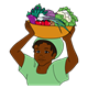 Kenyan Lady holding bowl of vegetables