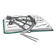 Navigational Tools log book, sextant, drafting compass