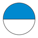 Fraction Pie showing one-half, blue, white