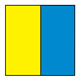 Fraction Square showing one-half plus one-half, yellow, blue