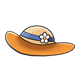 Lady's Straw Hat with blue band and white flower