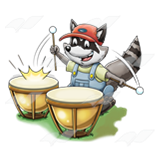 Raccoon Playing Drums