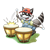 Raccoon Playing Drums Color PNG