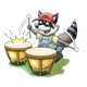 Raccoon Playing Drums 