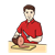 Ham on Cutting Board Color PNG