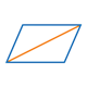 Blue Parallelogram outline, divided diagonally by orange line, halves