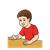 Boy Sitting at Table Color PNG