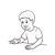 Boy Sitting at Table Line PNG
