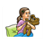 Girl Holding Teddy Bear Color PDF