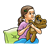 Girl Holding Teddy Bear Color PNG