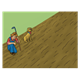 Farmer and Dog eyeing rows