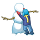 Building a Snowman boy placing head on snowman