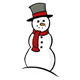 Snowman with a red scarf and top hat