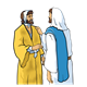 Leper in yellow robe with Jesus