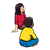 Two Children Sitting Color PNG