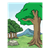 Trees and Mountain Color PNG