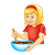 Girl and Bowl Color PNG