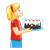 Girl with Cake Color PNG