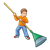Boy with Rake Color PNG