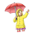 Girl with Umbrella Color PNG