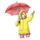 Girl with Umbrella wearing a raincoat