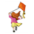 Girl Running with Kite Color PDF