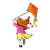 Girl Running with Kite Color PNG