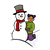 Girl with Snowman Color PNG