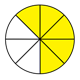 Fraction Pie showing five-eighths, yellow, white