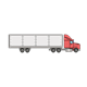 Semi Truck with a red cab and a white trailer